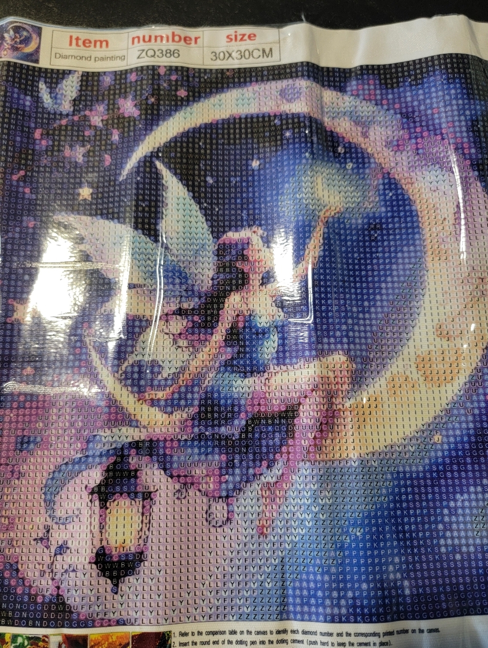 Nwt Fairy on Crescent Moon Diamond Painting Kit - Blue & Purple - Picture 2 of 5